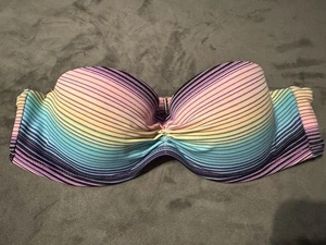 Victoria's Secret SEXY Push-up-Bandeau-Bikini-Oberteil Schwimmen Neon-Streifen Größe 34A - Bild 1 von 5