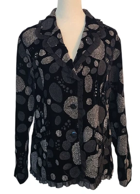 Chico's 2 украшенный бархата с подкладкой куртка вечеринки запонки бисер оборки текстура Artsy - Изображение 1 из 4