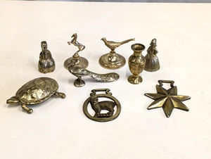 Konvolut kleine Messingfiguren, Glocken, Schildkröte Schmuckschatulle, Vögel - Bild 1 von 12