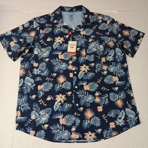 Chaps Everyday Performance Woven Shirt Men's Size XL Blue Floral Stretch UPF 50 - Picture 1 of 8