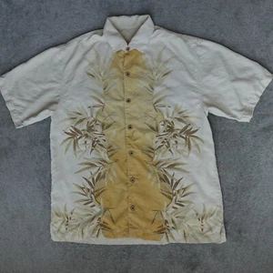 Camisa Tommy Bahama Hombre L Beige Floral 100% Seda Hawaiana Abotonada Manga Corta - Imagen 1 de 12