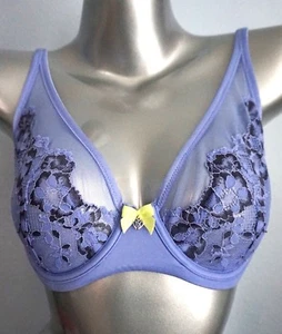 Victorias Secret Bra Body by Victoria Purple Lace Plunge Unlined Demi - Picture 1 of 4