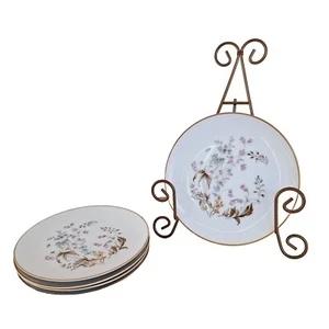 Vintage Symco Florette Bread Plate Japan 6.75 Inch Pink Blue Floral Gold Trim - Picture 1 of 9