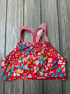 Floral Print Cat & Jack Girls Striped Strap Bikini Top Swimwear S 6 6x - Picture 1 of 3