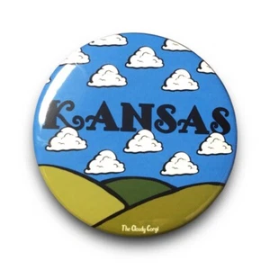Kansas Prairie Hills Pin Button Badge Handmade Retro Art Gift 2.25" - Picture 1 of 17