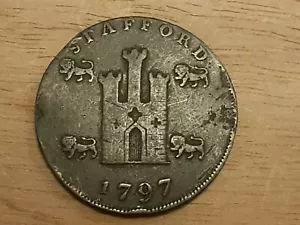 Authentic 1797 Stafford Half Penny Token - W. Horton Monogram - VF Condition - Picture 1 of 11