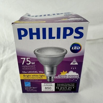 Philips LED Dimmable PAR30L Bright White Long Neck Indoor /Outdoor Flood - New - Image 1 of 4