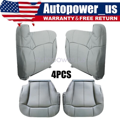Front Bottom & Lean Back Leather Seat Cover Gray For 1999-2002 GMC Sierra Yukon Foto 1 de 4
