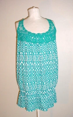 Топ JMS Plus размер 2X без рукавов эластичный хлопок смесь кружевной акцент - Изображение 1 из 4