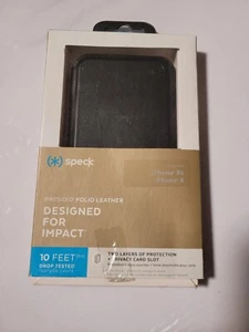 Coque neuve Speck Presidio folio cuir noir iPhone X - XS - Photo 1 sur 5