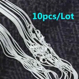 10 piezas Collar Cadena Serpiente Fina Plata Esterlina 925 1MM para Mujer Hombre - Imagen 1 de 24