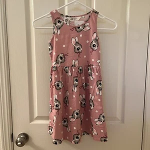 H&M Bunny Rabbit Bunnies Polka Dot Tank Dress Pink Girls Size 6X-7 yrs NWT - Picture 1 of 11