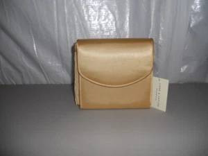 NWT Lord & Taylor Gold Satin Evening Bag Purse Card Holder Mirror Rope Strap - Picture 1 of 6