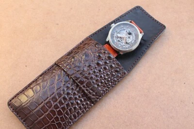 Bolsa de reloj hecha a mano bolsa de cuero genuino CROC estuche de almacenamiento de viaje Foto 1 de 3