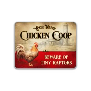 Personalized Chicken Coop Red and White Metal Sign OR White Sign / Sticker - Picture 1 of 20