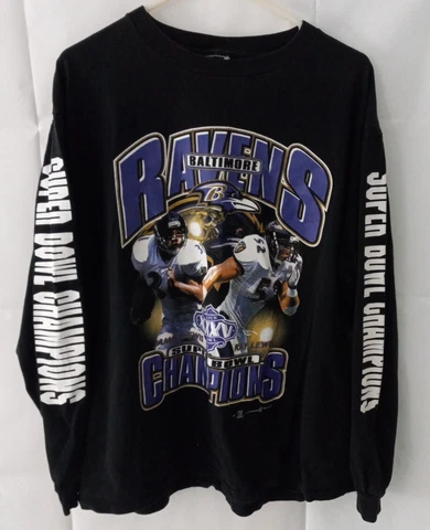 Baltimore Ravens 2001 Super Bowl XXXV Champions Long Sleeve T-Shirt XL Cover