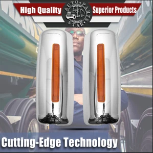 Chrome Side Door Mirror Covers for 2002 -2018 International Prostar,  (A Pair) - Picture 1 of 13
