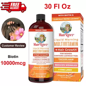Liquid Multivitamin &Hair Growth Supplement - Biotin 10000mcg, B&D Vitamins,30oz - Picture 1 of 10