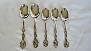 Oneida Community Edelstahl Kronleuchter 3 Teelöffel & 2 ovale Suppenlöffel glänzend - Bild 1 von 5