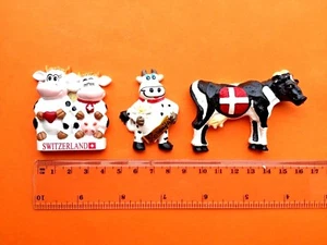 Switzerland Cows ✅ RESIN FRIDGE MAGNET SET OF 3 - 3D TOURIST SOUVENIR RARE LOT44 - Picture 1 of 2