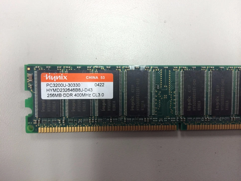 Hynix PC3200U-30330 HYMD232646B8J-D43 256MB DDR 400MHz CL3.0 RAM Memory (Quantit - Image 1 of 1