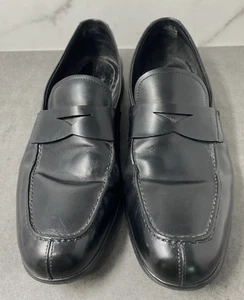 Prada Mens Leather Square Toe Slip On Penny Loafers Dress Shoes Black Size 11 US - Picture 1 of 12
