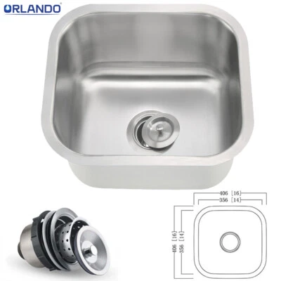 Nuevo fregadero de cocina de preparación de barra de montaje inferior de tazón único de acero inoxidable varios tamaños Foto 1 de 4