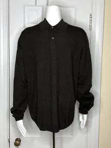 Excellent BROOKS BROTHERS Collared Sweater in Italian Merino Wool Brown L - Picture 1 of 3