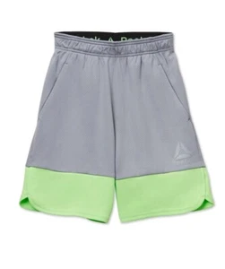Reebok Boys Gray & Lime Green Athletic Basketball Shorts Sz 8 Fun Outdoors Med - Picture 1 of 8
