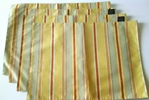 Rodeo Home Placemat Set 4 Gold Striped Brocade Green Red Polyester 18" x 13" - Picture 1 of 7