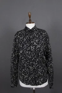 The Kooples Black Floral Relaxed Fit Collared Long Sleeve Button-Up Shirt Size M - Picture 1 of 12