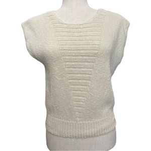 Maglione maglia panna senza maniche in cotone M - Foto 1 di 7