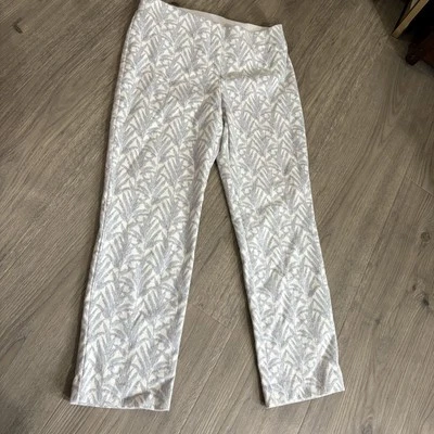 Pantalones de vestir Alfani blancos plateados florales para mujer talla 4P cintura elástica tobillo elástico Foto 1 de 4