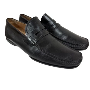 Magnanni Black Leather Loafers Size 9 - Foto 1 di 8