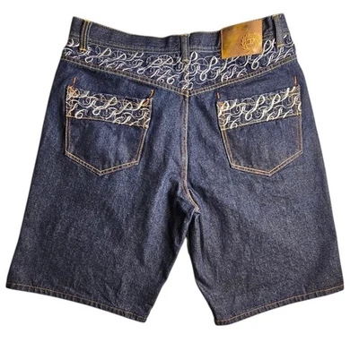 Vtg Phat Pharm Classic Original Wide Leg Denim Jort Men 38 Embroidered Hip Hop - Image 1 of 4