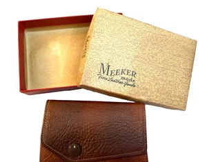 Portafoglio portachiavi vintage MEEKER in pelle con ganci portachiavi e scatola originale - Foto 1 di 5