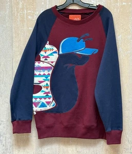 Slowbucks Keep Up! Graphic Crewneck Sweatshirt Large Squirrel Design Maroon Navy - Picture 1 of 8