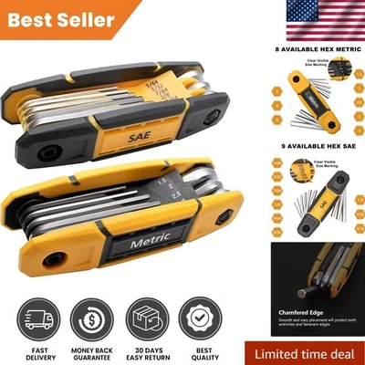 Juego de llaves Allen plegables de 17 piezas - Herramienta portátil ergonómica para reparaciones en el hogar Foto 1 de 4