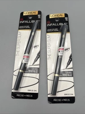 2x L'Oreal Paris Infallible The Super Slim Liquid Eyeliner 0.034oz #402 Grey New - Image 1 of 2