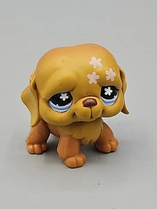 Littlest Pet Shop LPS #481 brauner Bernhardiner Hund, rosa Blumen blaue Augen - Bild 1 von 7