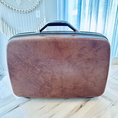 Vtg Samsonite Luggage Marble Brown Silhouette Small Suitcase 20x13x7 Carry on - Image 1 of 4