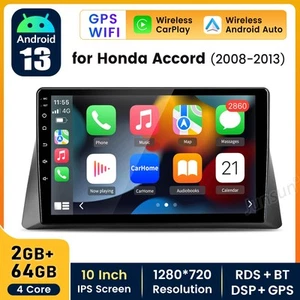 Android 13 Apple Carplay Car Stereo GPS Radio WIFI For Honda Accord 8 2008-2013 - Picture 1 of 11