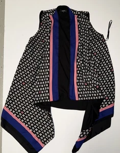 DKNY Damen ärmellose lässige offene drapierte Logo Staubtuch Weste Größe M/L - Bild 1 von 8