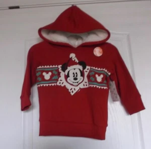 DISNEY MICKEY MOUSE RED CHRISTMAS HOODIE SWEATSHIRT - SIZE 2T - NWT - Picture 1 of 5