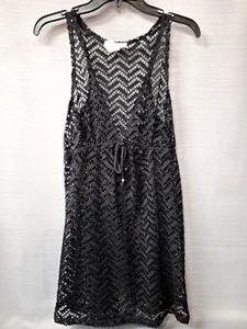 Pacific Beach Black Mesh Sleeveless Dress Coverup Short Size Large - Picture 1 of 7