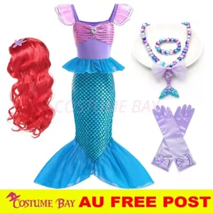 Girls Mermaid Dress Costume Ariel Princess Party Masquerade Book Week Halloween - Afbeelding 1 van 9
