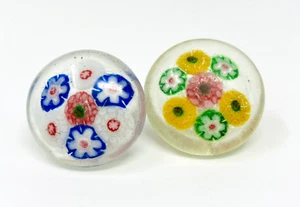 Vintage Murano Millefiori Art Glass Floral Buttons Large - Picture 1 of 7