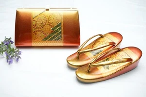 DEAR VANILLA JAPANESE KIMONO HANDBAG PURSE ZORI SET VINTAGE AUTHENTIC JAPAN MADE - Picture 1 of 9