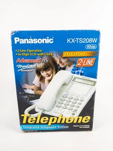 Panasonic KX-TS208W-R 2-Line Corded Phone White Data Port Advanced - New - Zdjęcie 1 z 3