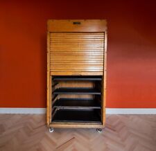 Vintage Wooden Tambour Cabinet, Vintage Bakers Cabinet, Shop Display Cabinet